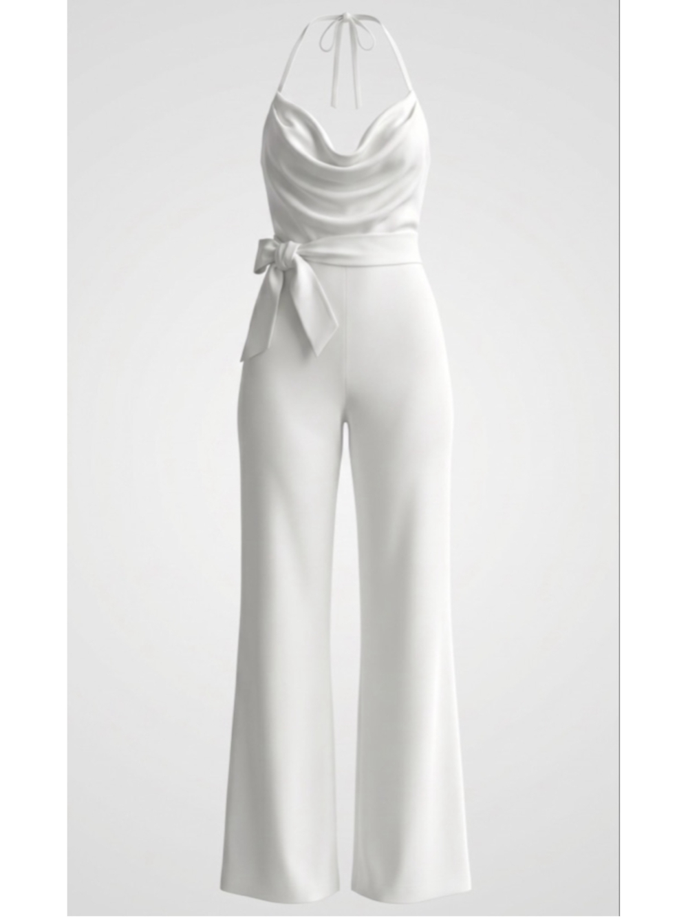 Alice + Olivia White Primrose Cowl Neck Jumpsuit, Off White - Picture 4 of 9